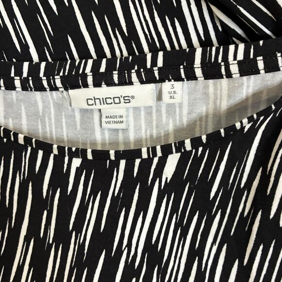 Chico's Dress Womens Size 3 (XL) Midi Monochrome Stretch Dolman Sleeve Side Tie - Picture 4 of 8